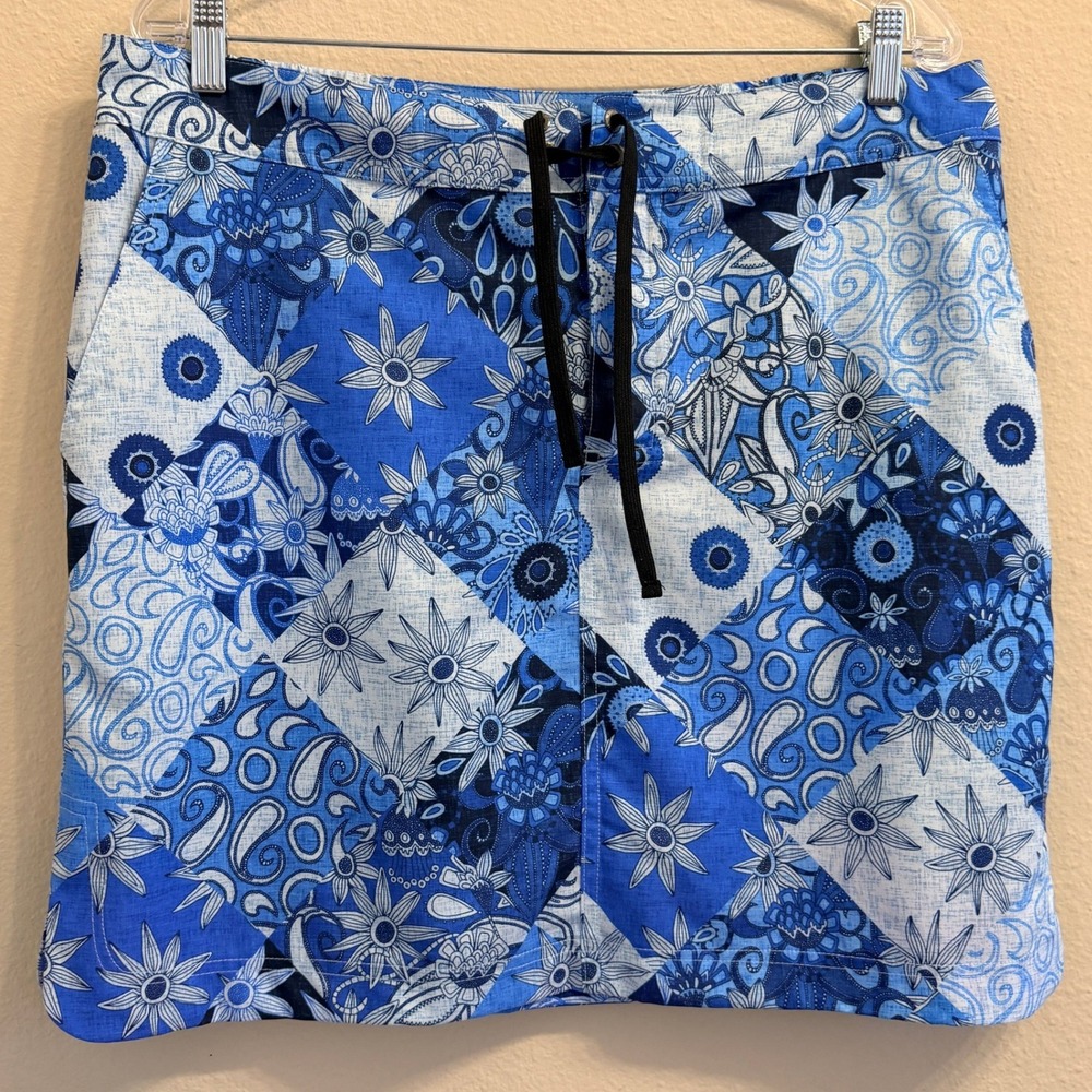 RipSkirt Hawaii Sport Skirt Patchwork Blues Women XL Length 2‎ Beach Cover Up